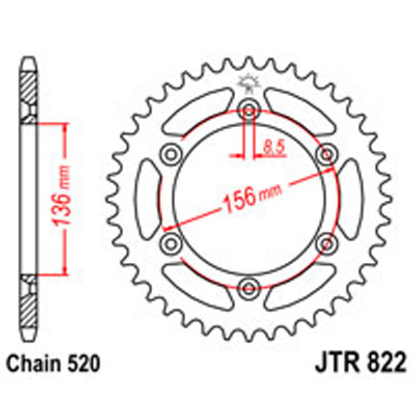 JT JT Rear Sprockets R/W 822-49 (820)